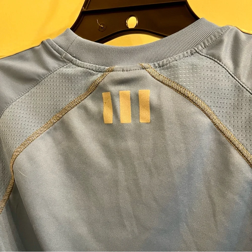 Adidas Mens 3 Stripe Jersey Light Blue